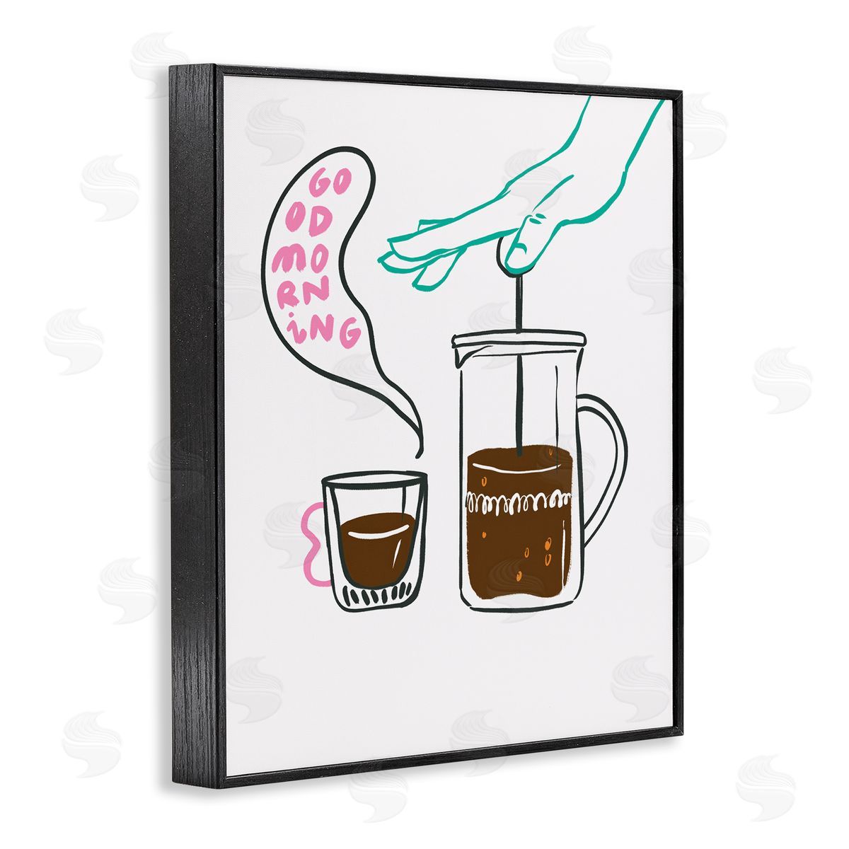 Good Morning Espresso Black Frame Print Wall Art, Home Decor by Marina Astudillo