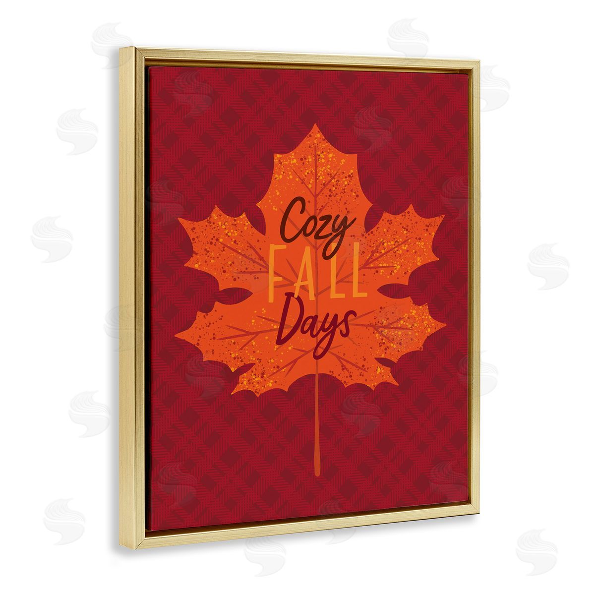 Cozy Fall Days Leaf Gold Floating Frame Canvas Wall Art, Home Decor by Nina Seven