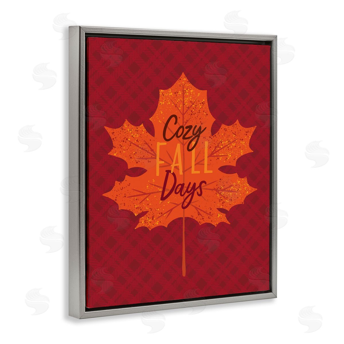 Cozy Fall Days Leaf Grey Floating Frame Canvas Wall Art, Home Decor by Nina Seven