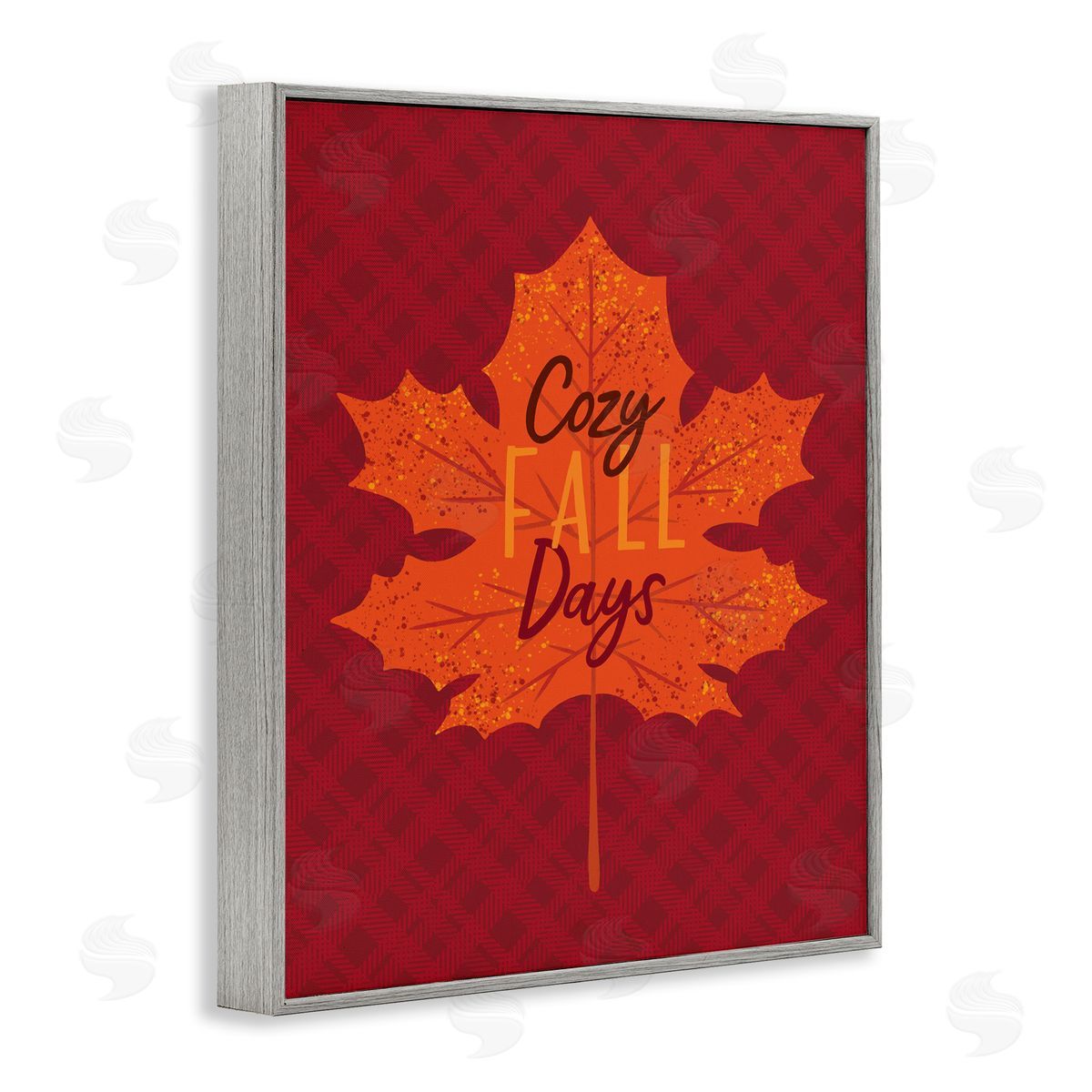 Cozy Fall Days Leaf Grey Frame Print Wall Art, Home Decor by Nina Seven