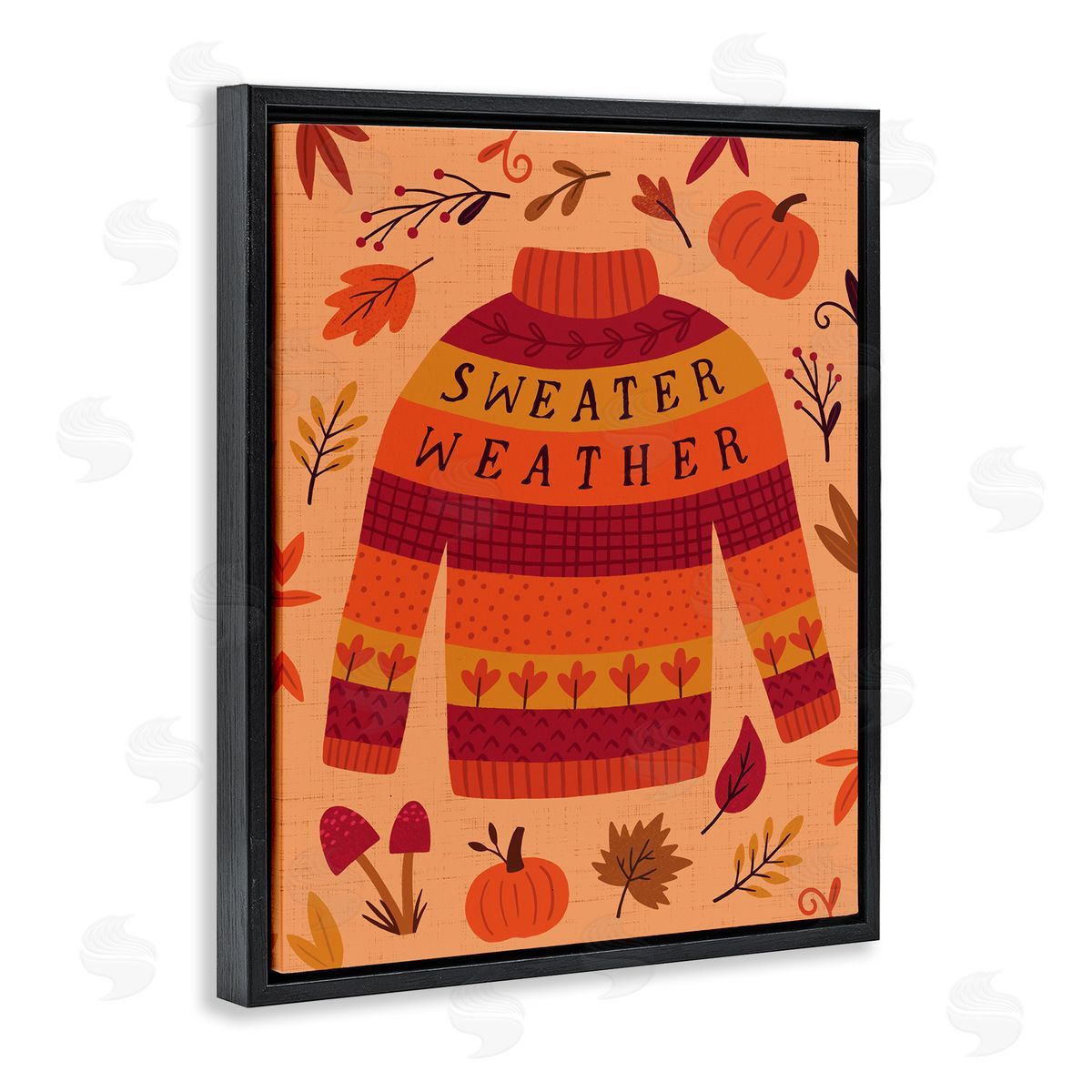 Sweater Weather Cozy Fall Black Floating Frame Canvas Wall Art, Home Decor by Nina Seven