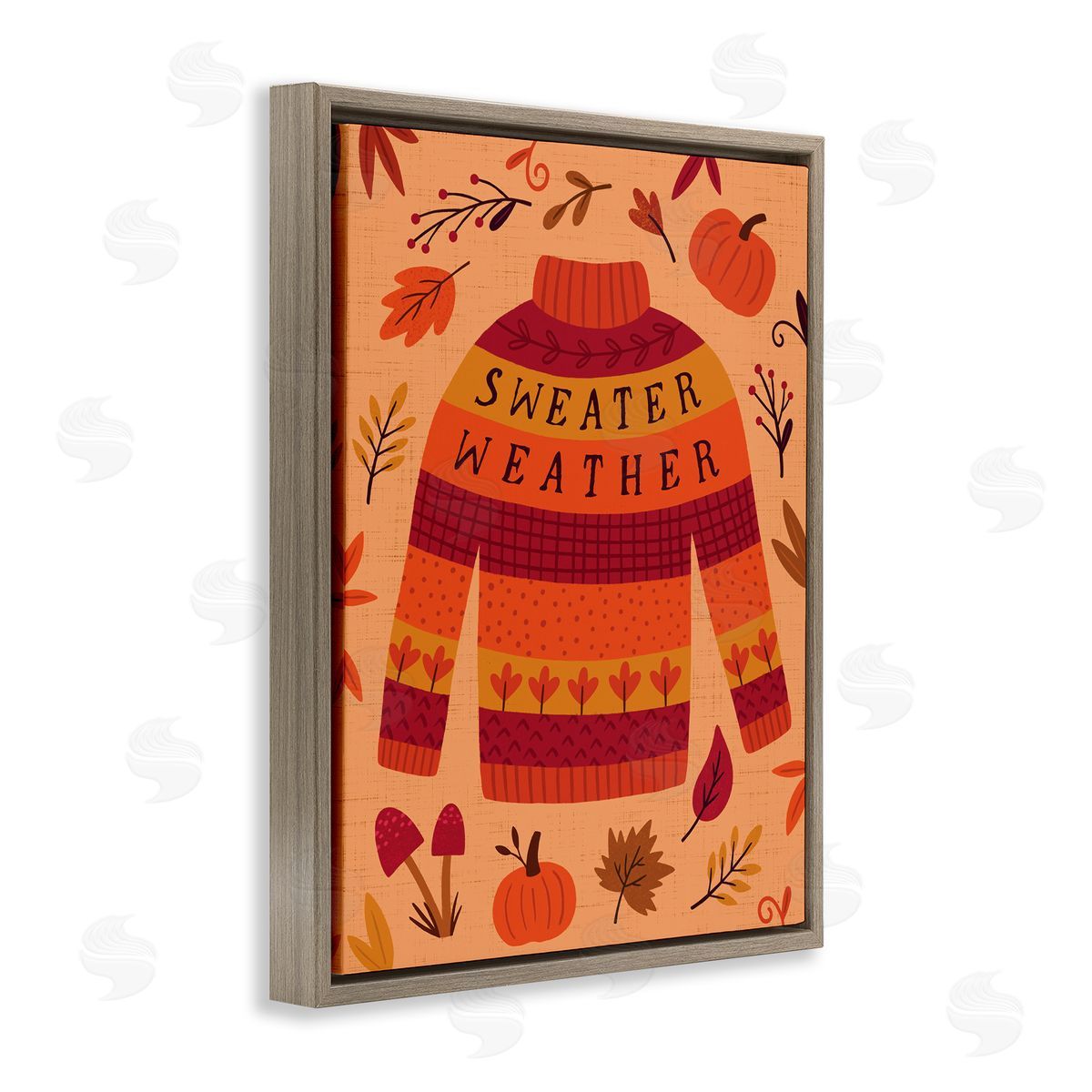 Sweater Weather Cozy Fall Brown Floating Frame Canvas Wall Art, Home Decor by Nina Seven