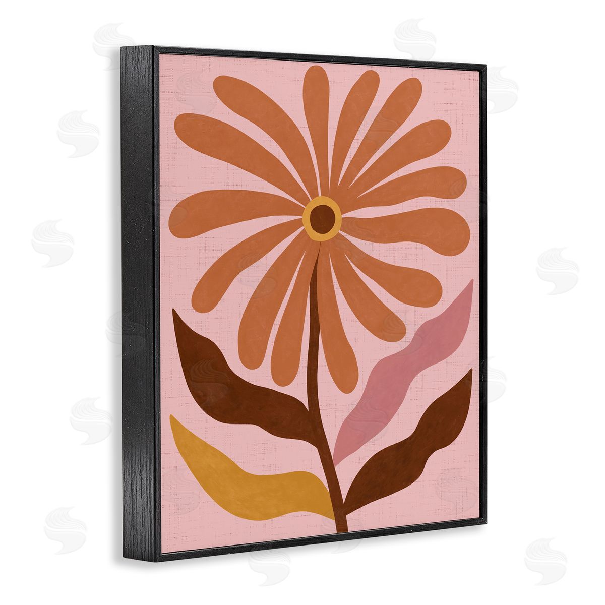 Boho Retro Flower Bloom Black Frame Print Wall Art, Home Decor by Nina Seven