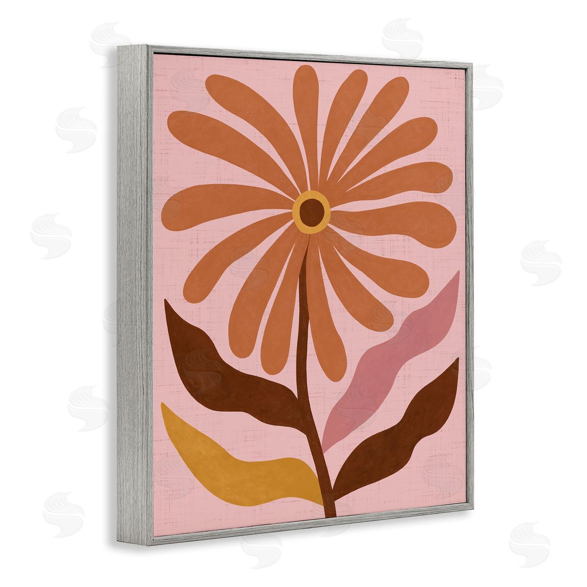 Boho Retro Flower Bloom Grey Frame Print Wall Art, Home Decor by Nina Seven