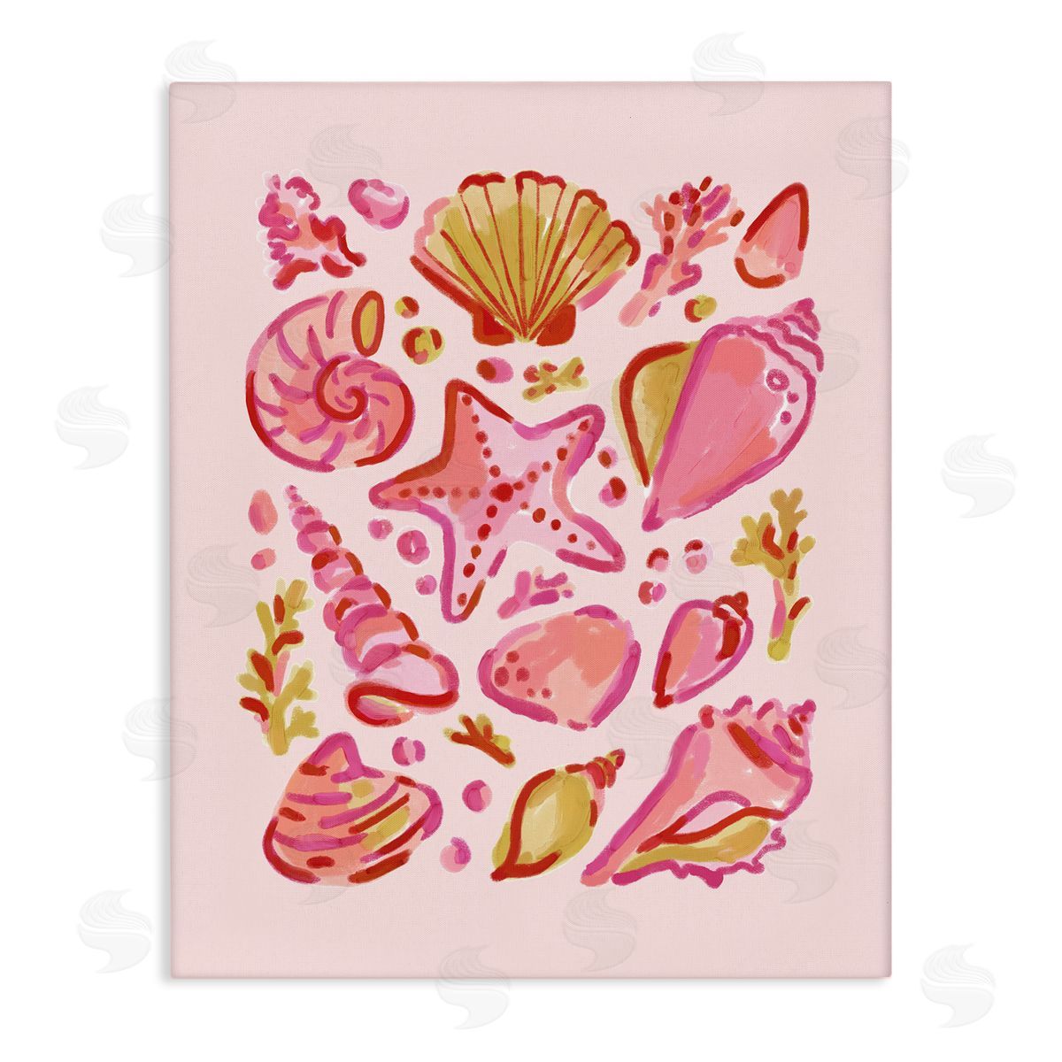Pink Sea Life Collection Canvas Wall Art, Home Decor by Nina Muis Surface Design