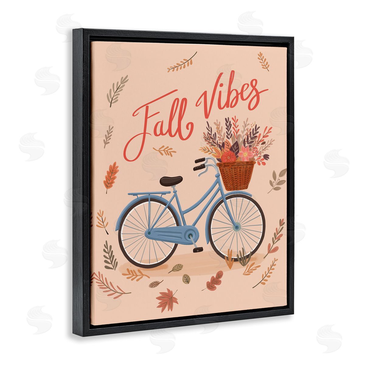 Fall Vibes Bicycle Black Floating Frame Canvas Wall Art, Home Decor by Nancy McKenzie