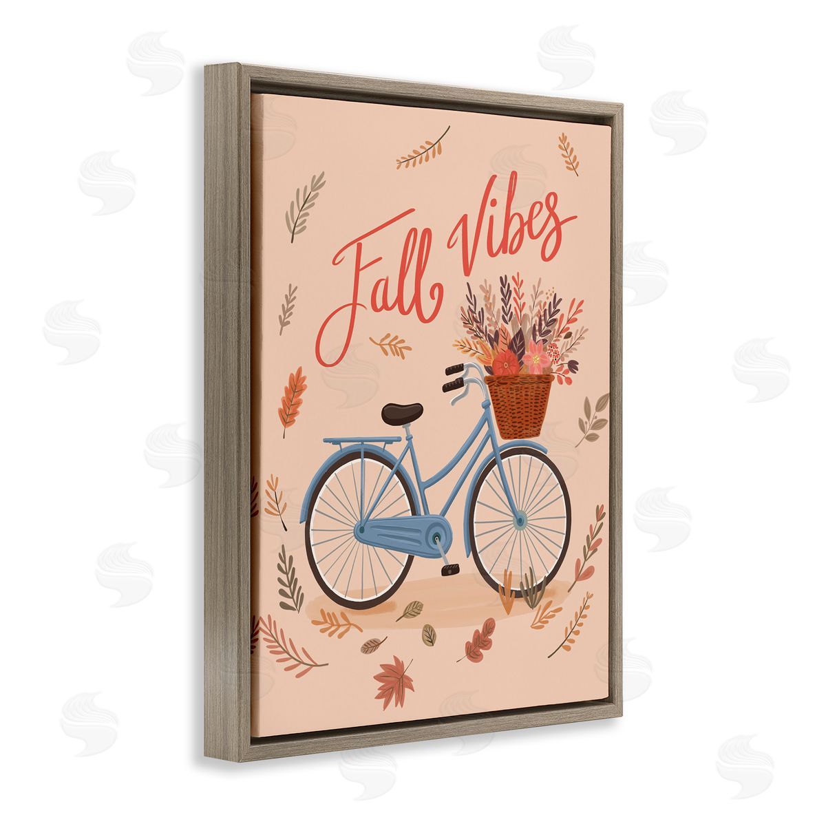 Fall Vibes Bicycle Brown Floating Frame Canvas Wall Art, Home Decor by Nancy McKenzie