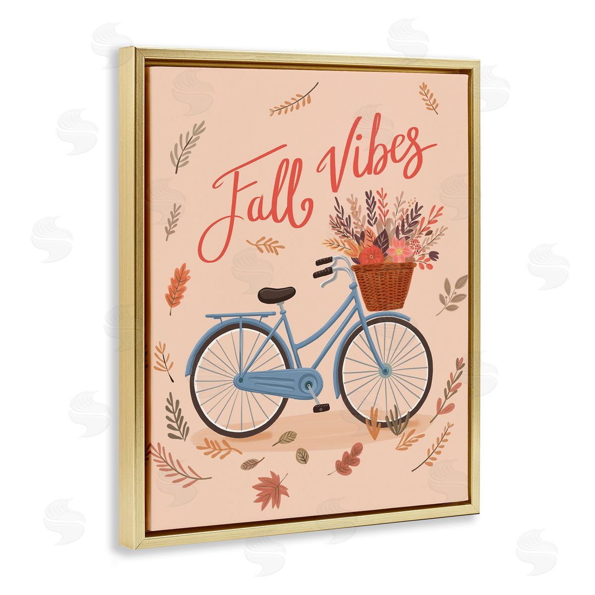 Fall Vibes Bicycle Gold Floating Frame Canvas Wall Art, Home Decor by Nancy McKenzie