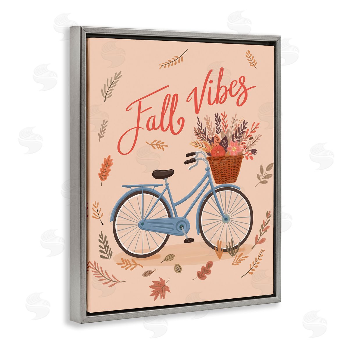 Fall Vibes Bicycle Grey Floating Frame Canvas Wall Art, Home Decor by Nancy McKenzie
