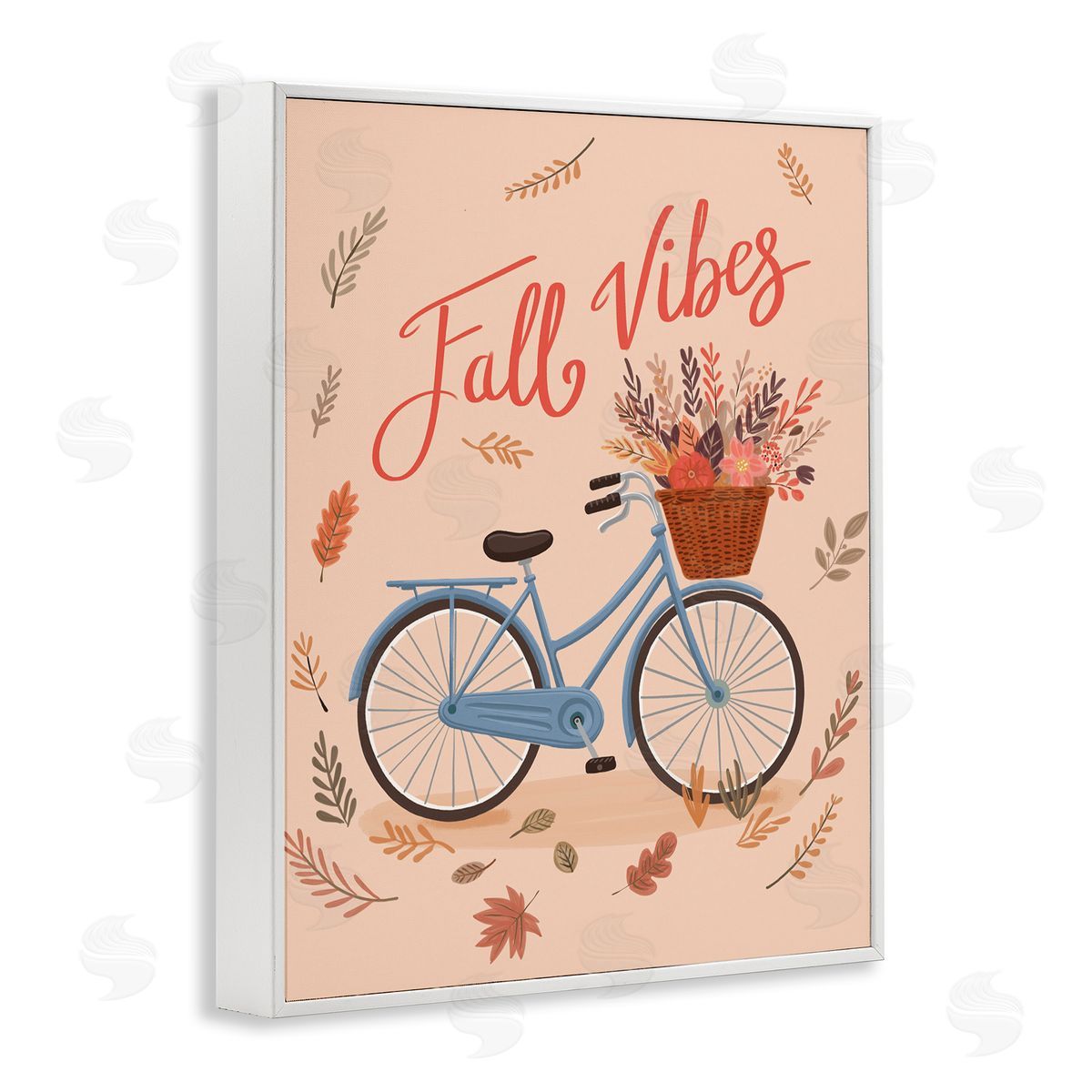 Fall Vibes Bicycle White Frame Print Wall Art, Home Decor by Nancy McKenzie