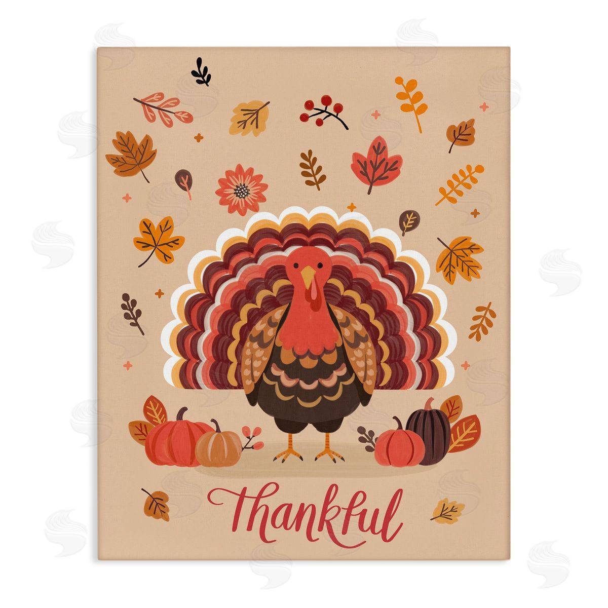 Thankful Autumnal Turkey Canvas Wall Art, Home Decor by Nancy McKenzie