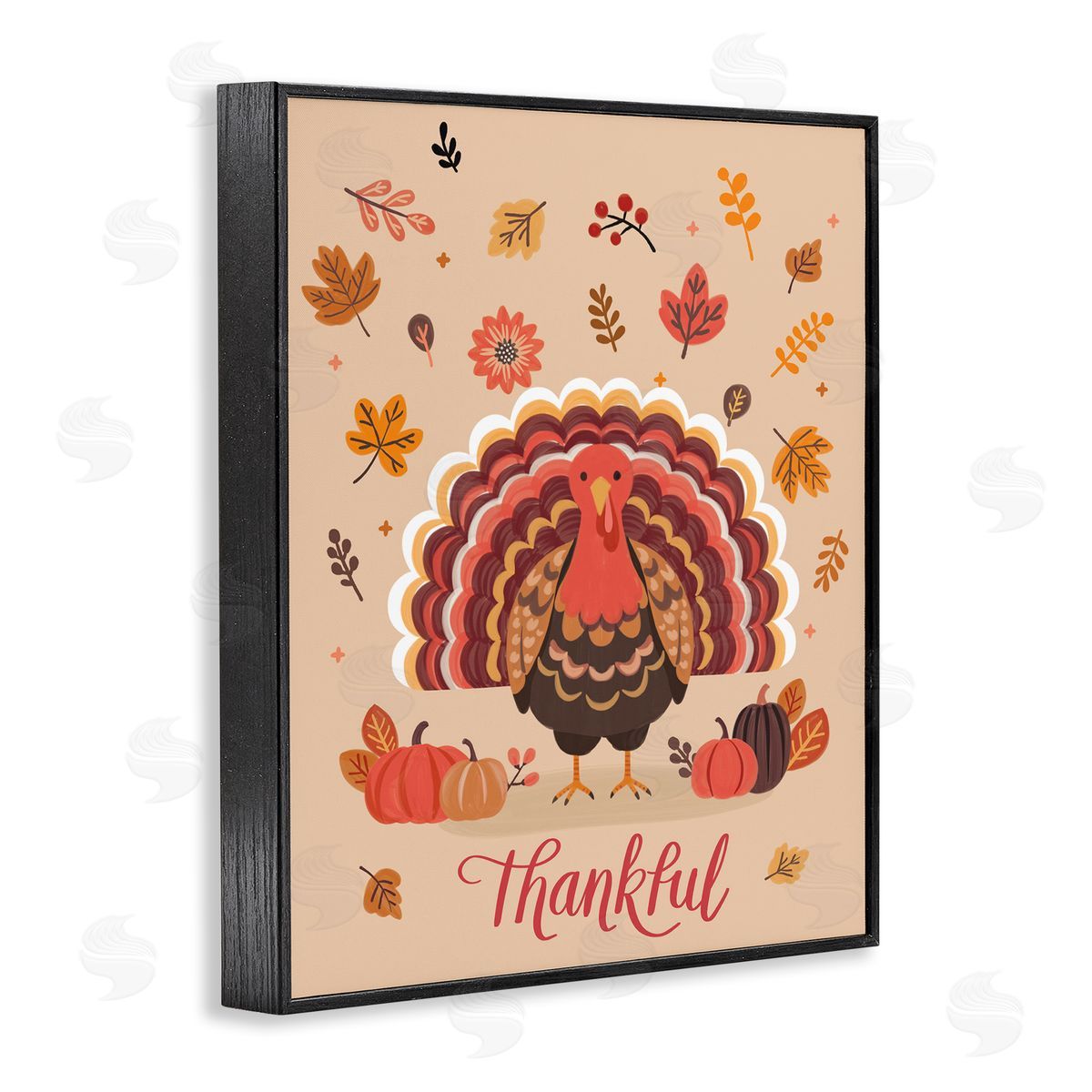 Thankful Autumnal Turkey Black Frame Print Wall Art, Home Decor by Nancy McKenzie