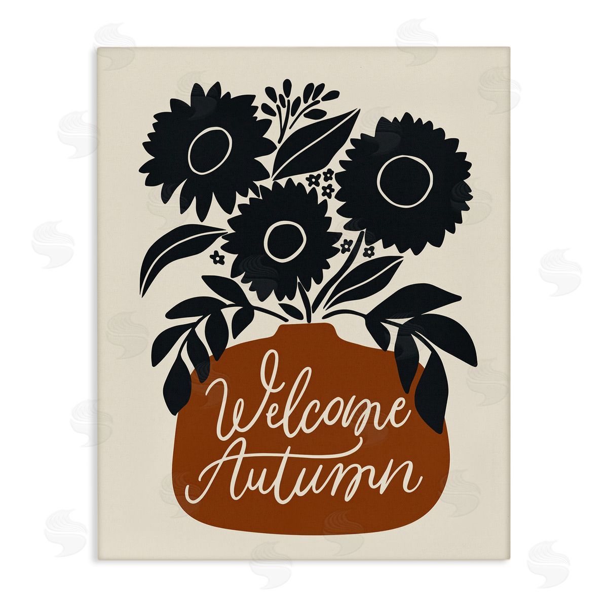 Welcome Autumn Earthy Blooms Canvas Wall Art, Home Decor by Doodles.Ink.