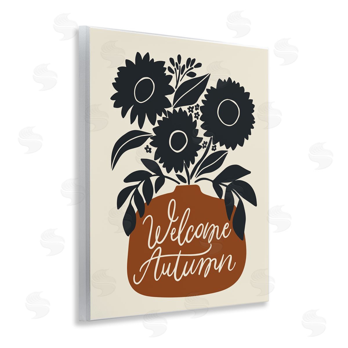 Welcome Autumn Earthy Blooms Wood Plaque Wall Art, Home Decor by Doodles.Ink.