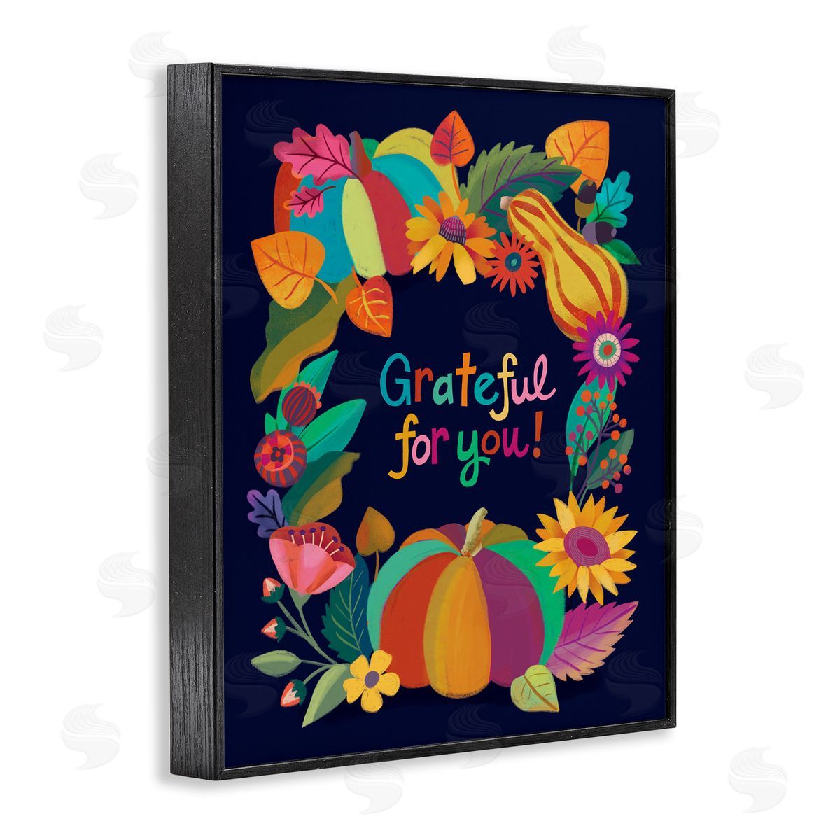 Grateful For You Gourds Black Frame Print Wall Art, Home Decor by Riley Hutchens