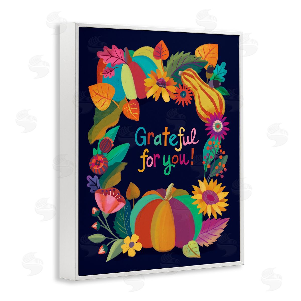 Grateful For You Gourds White Frame Print Wall Art, Home Decor by Riley Hutchens