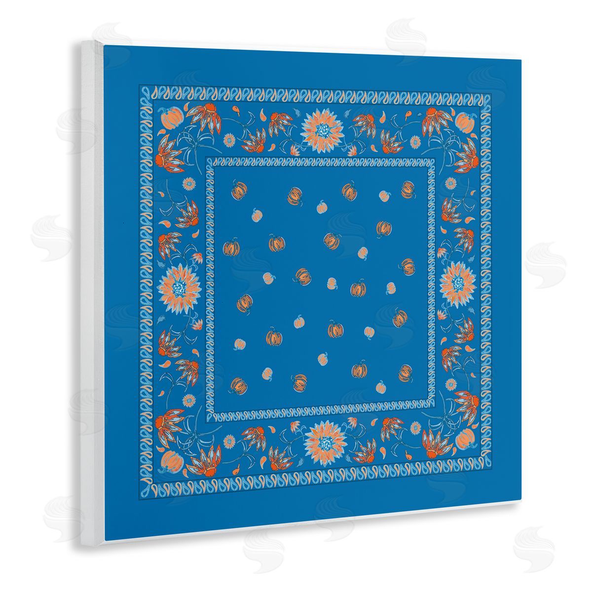 Blue Sky Harvest Pattern Wood Plaque Wall Art, Home Decor by Safa Diab