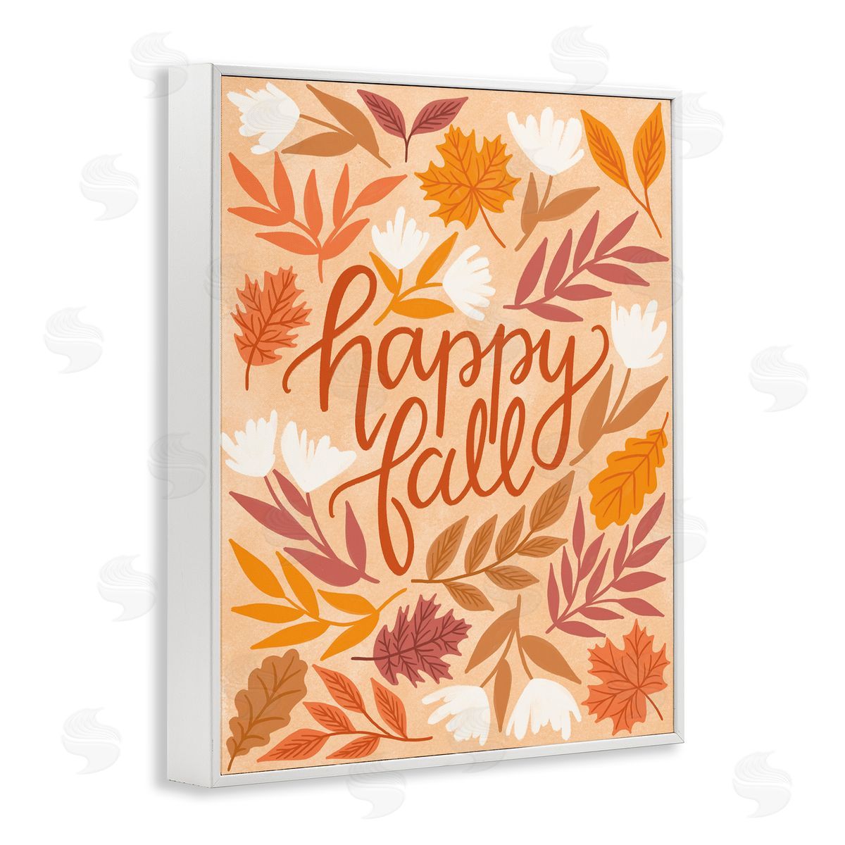 Happy Fall on Leaves White Frame Print Wall Art, Home Decor by Taylor Shannon Designs