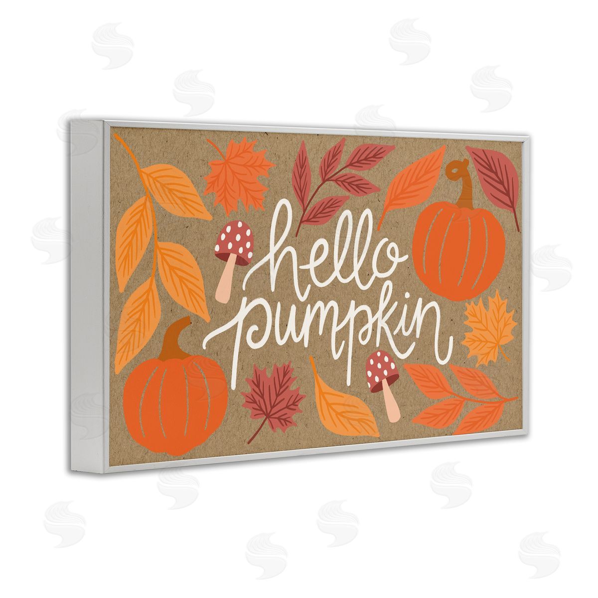 Rustic Hello Pumpkin White Frame Print Wall Art, Home Decor by Taylor Shannon Designs