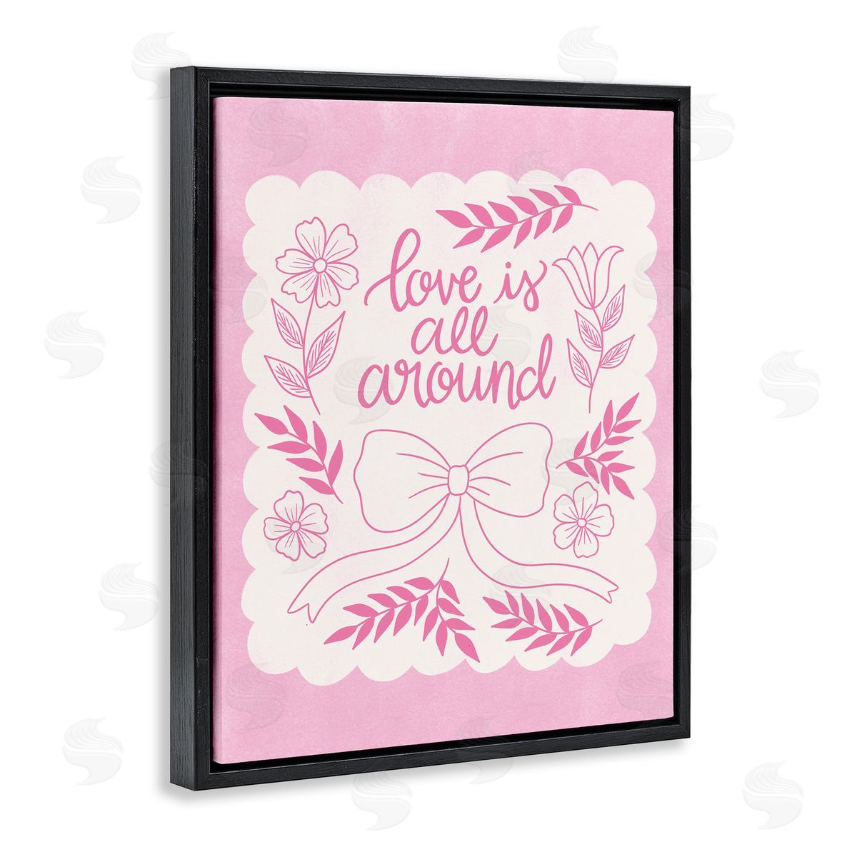 Pink Love All Around Black Floating Frame Canvas Wall Art, Home Decor by Taylor Shannon Designs