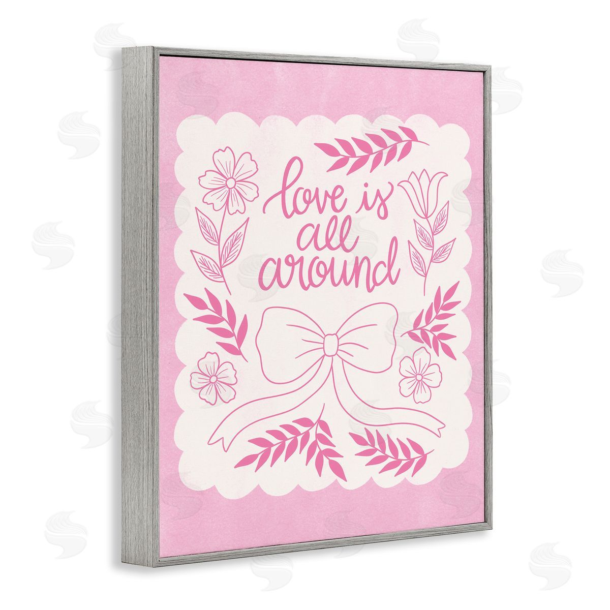 Pink Love All Around Grey Frame Print Wall Art, Home Decor by Taylor Shannon Designs