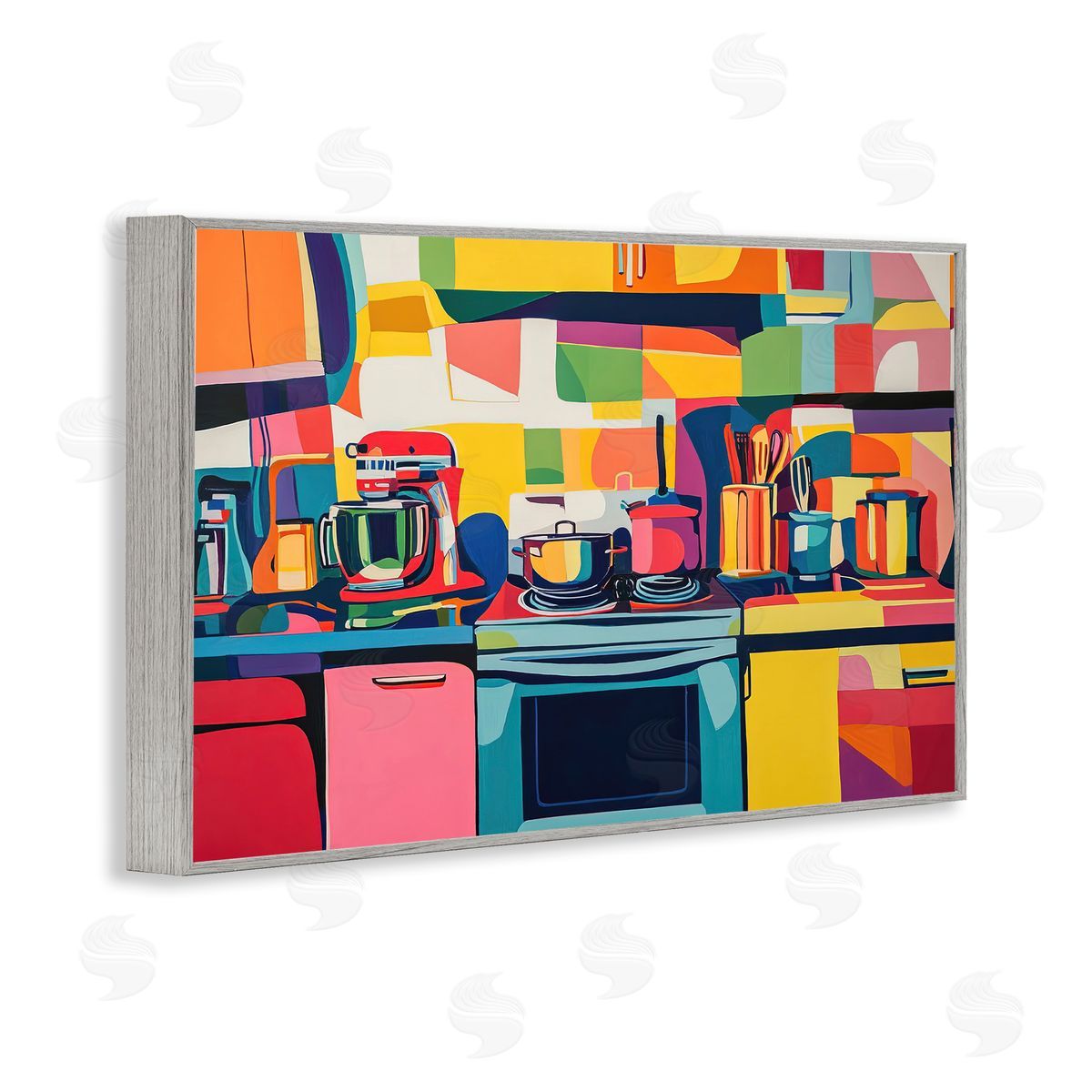 Whimsical Hued Kitchen Grey Frame Print Wall Art, Home Decor by LSR Design Studio