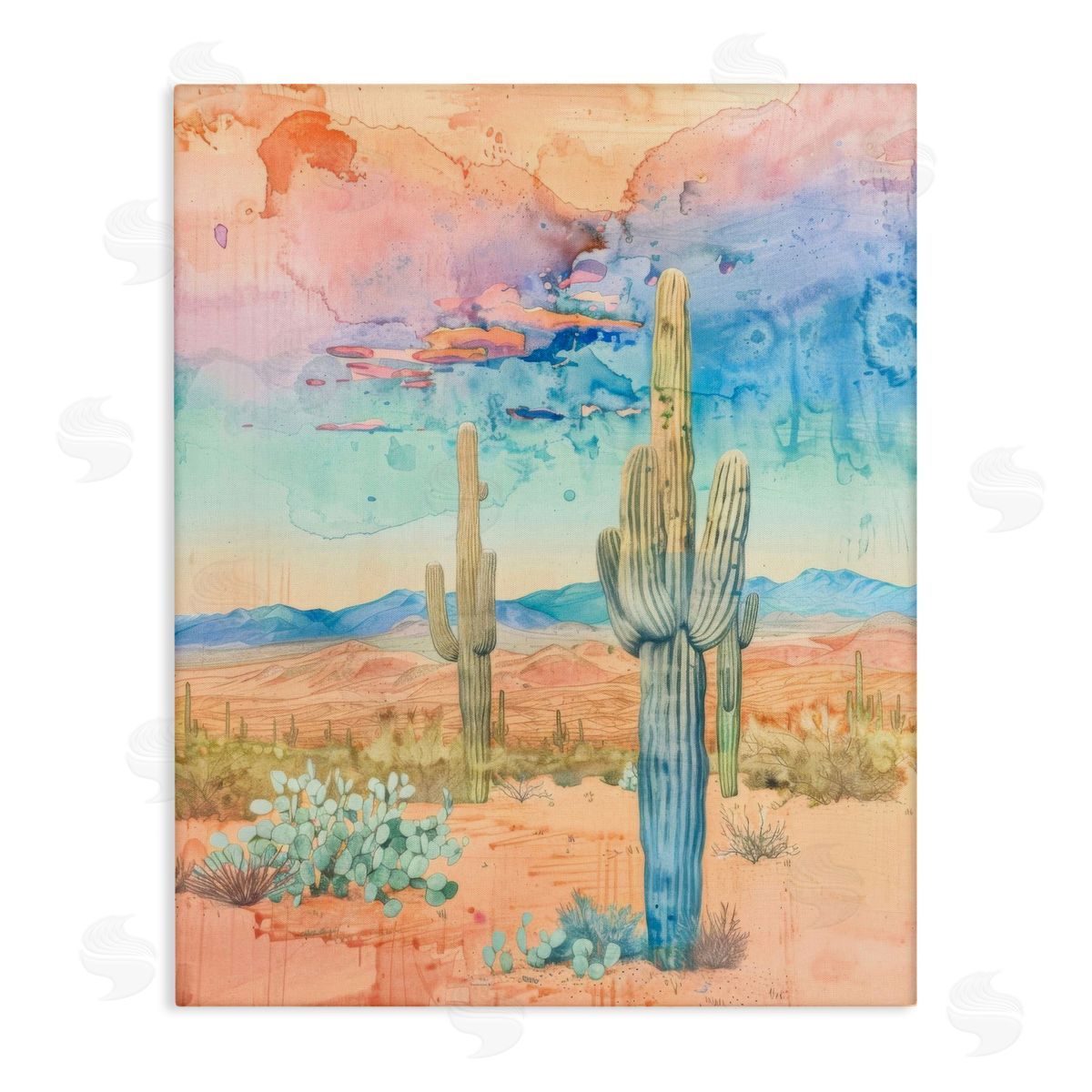 Pastel Desert Sky Canvas Wall Art, Home Decor by LSR Design Studio