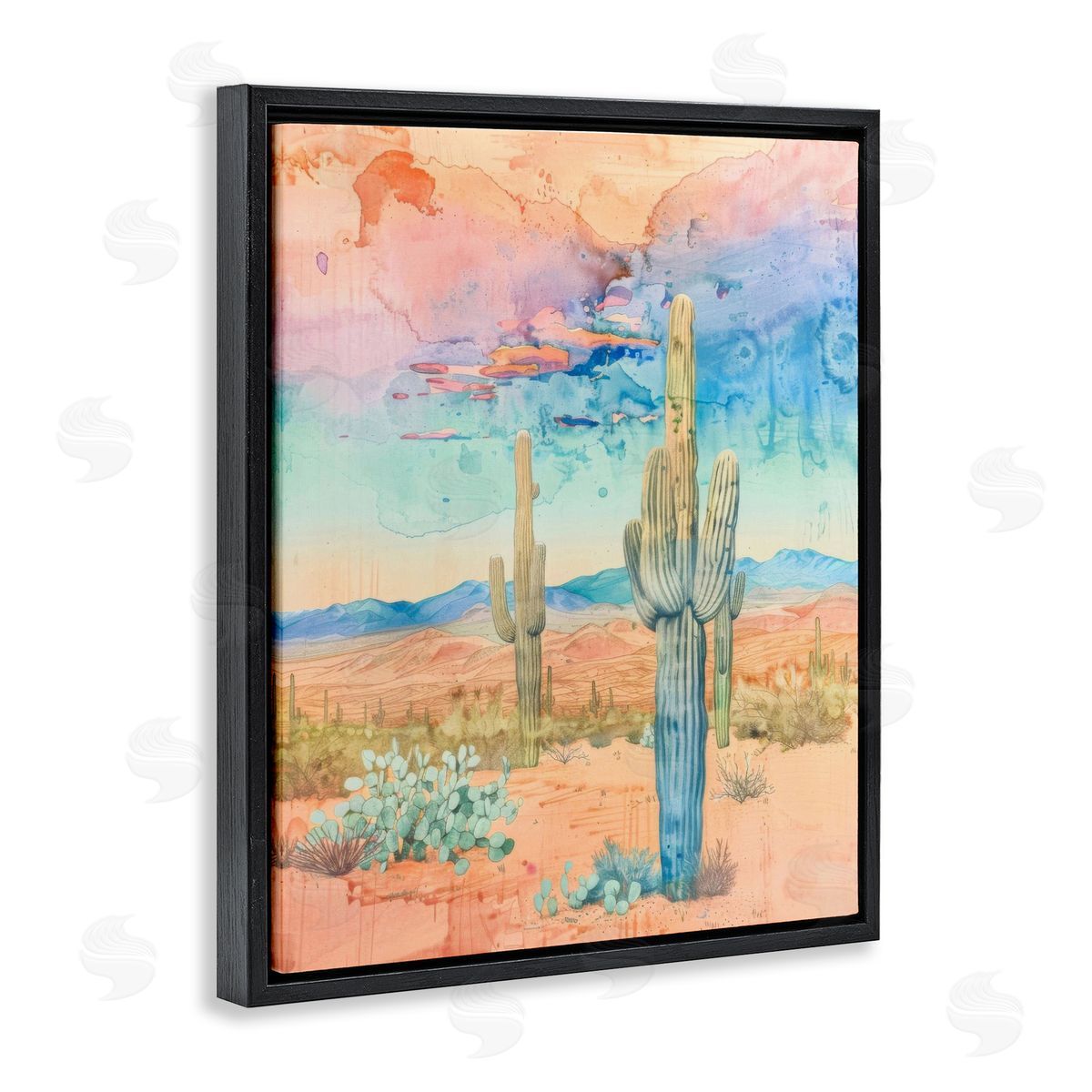 Pastel Desert Sky Black Floating Frame Canvas Wall Art, Home Decor by LSR Design Studio