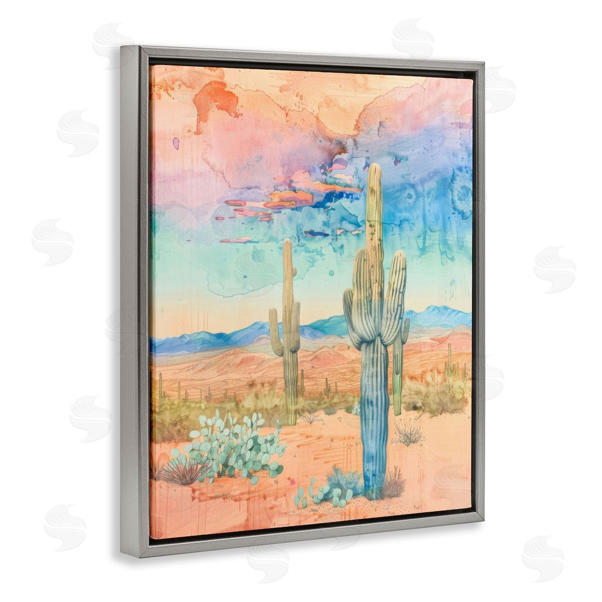 Pastel Desert Sky Grey Floating Frame Canvas Wall Art, Home Decor by LSR Design Studio