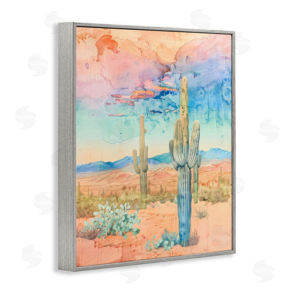 Pastel Desert Sky Grey Frame Print Wall Art, Home Decor by LSR Design Studio