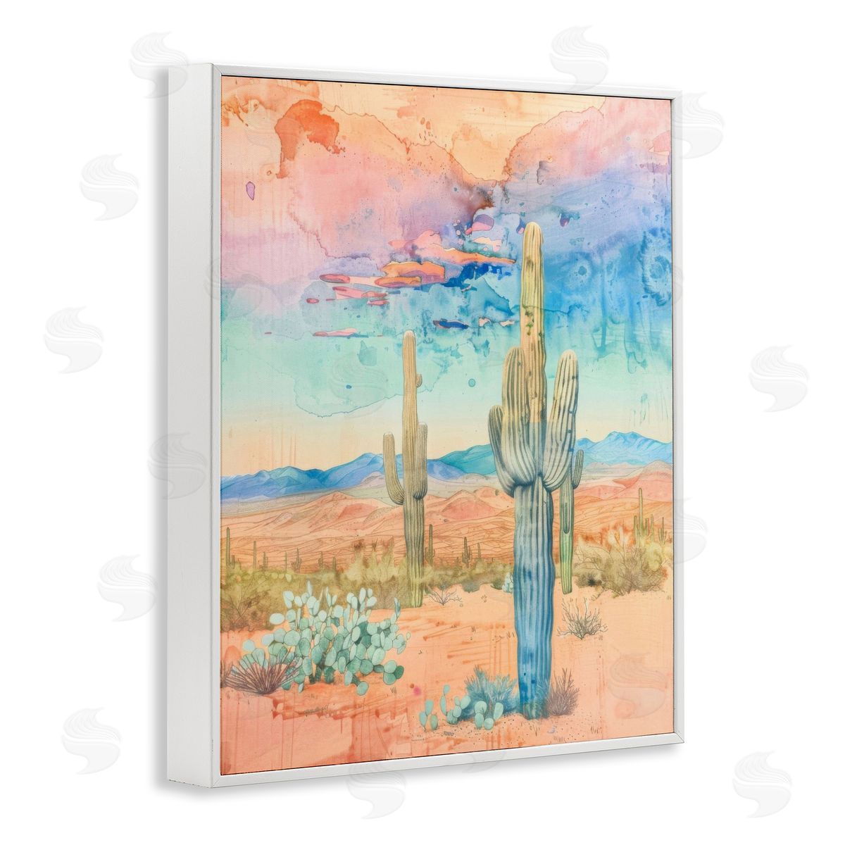 Pastel Desert Sky White Frame Print Wall Art, Home Decor by LSR Design Studio