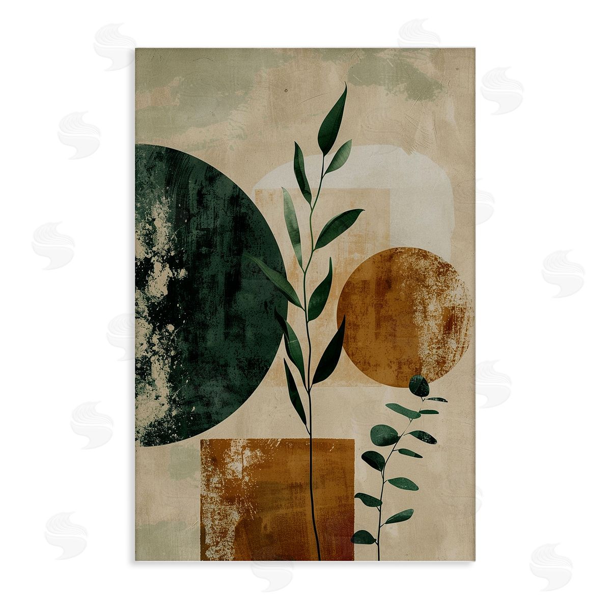 Rustic Sprigs & Shapes Canvas Wall Art, Home Decor by LSR Design Studio