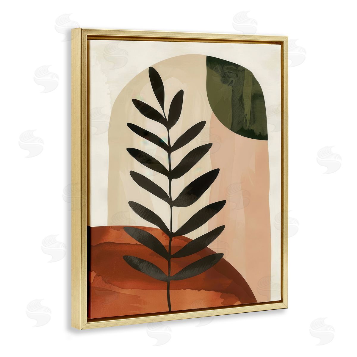 Fern Strand Neutrals Gold Floating Frame Canvas Wall Art, Home Decor by LSR Design Studio