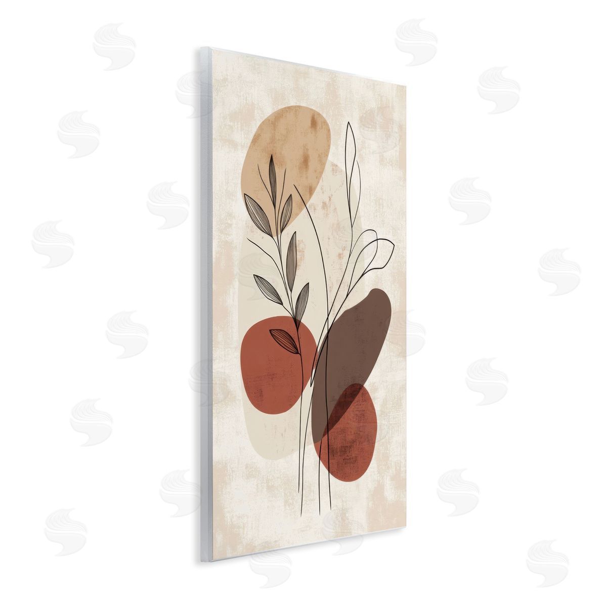 Sprig Outlines Neutrals Wood Plaque Wall Art, Home Decor by LSR Design Studio