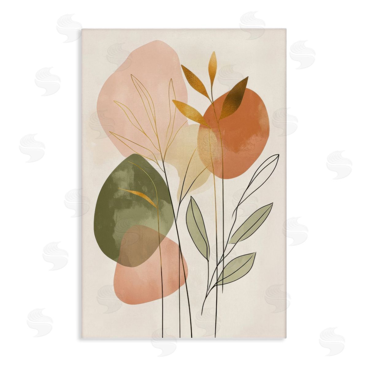 Soft Organic Shape Botanicals Canvas Wall Art, Home Decor by LSR Design Studio