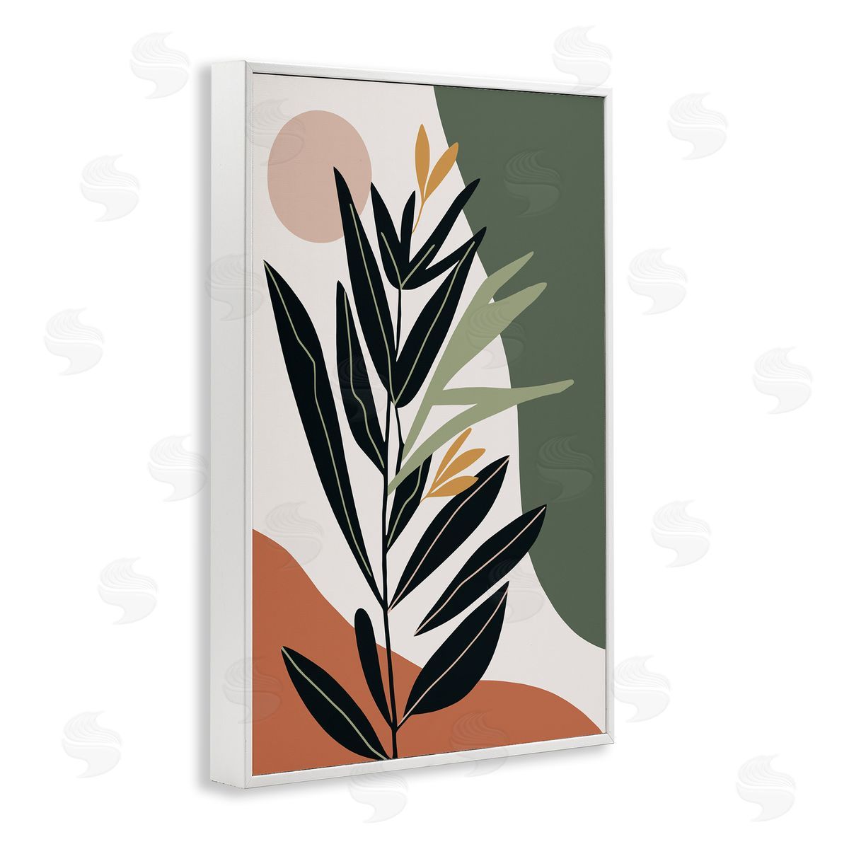 Earthy Tropical Foliage White Frame Print Wall Art, Home Decor by LSR Design Studio