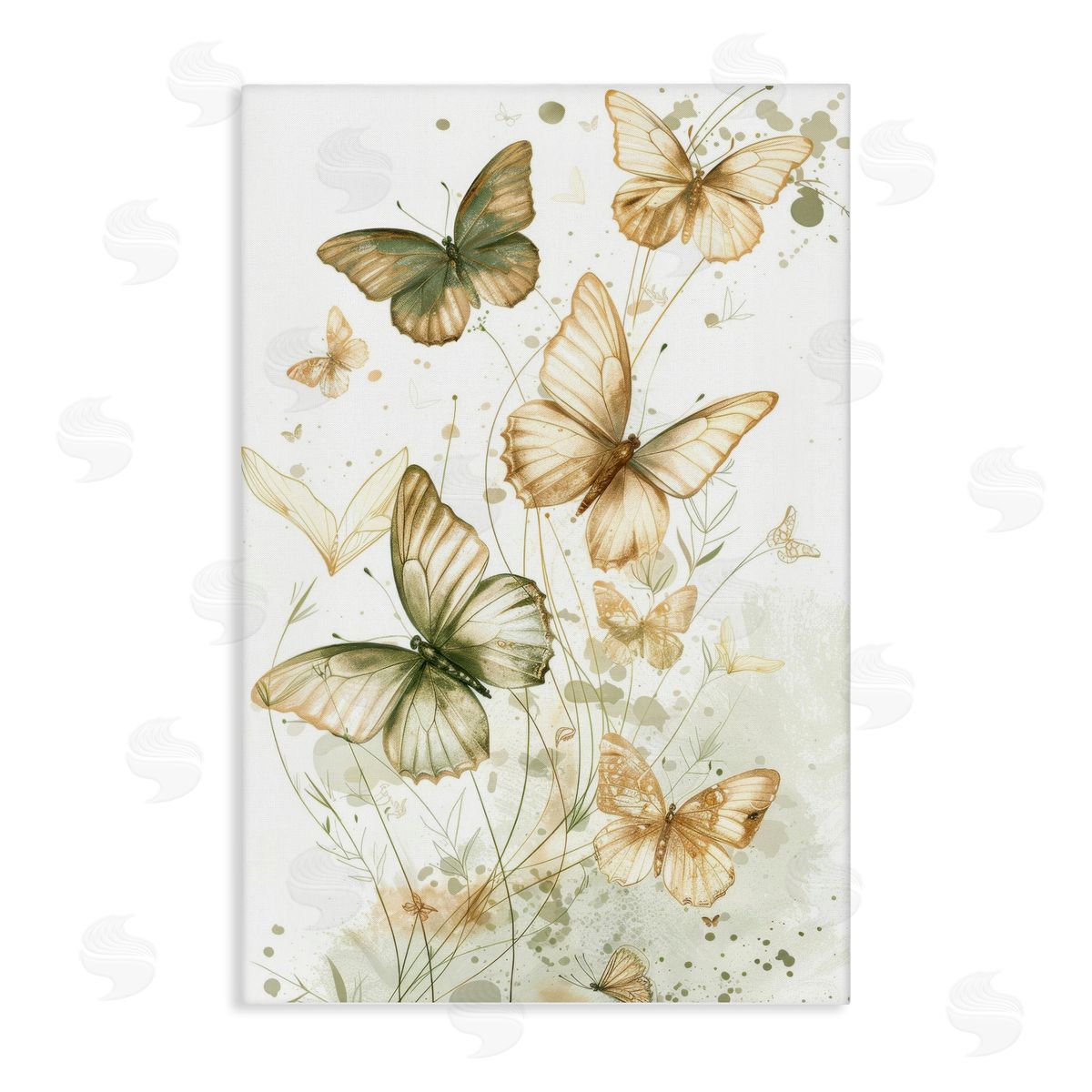 Neutral Watercolor Butterflies Canvas Wall Art, Home Decor by LSR Design Studio