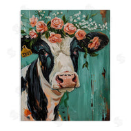 LSR Design Studio | Floral Cow on teal