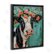 LSR Design Studio | Floral Cow on teal