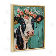 LSR Design Studio | Floral Cow on teal