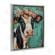 LSR Design Studio | Floral Cow on teal