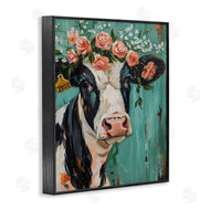 LSR Design Studio | Floral Cow on teal