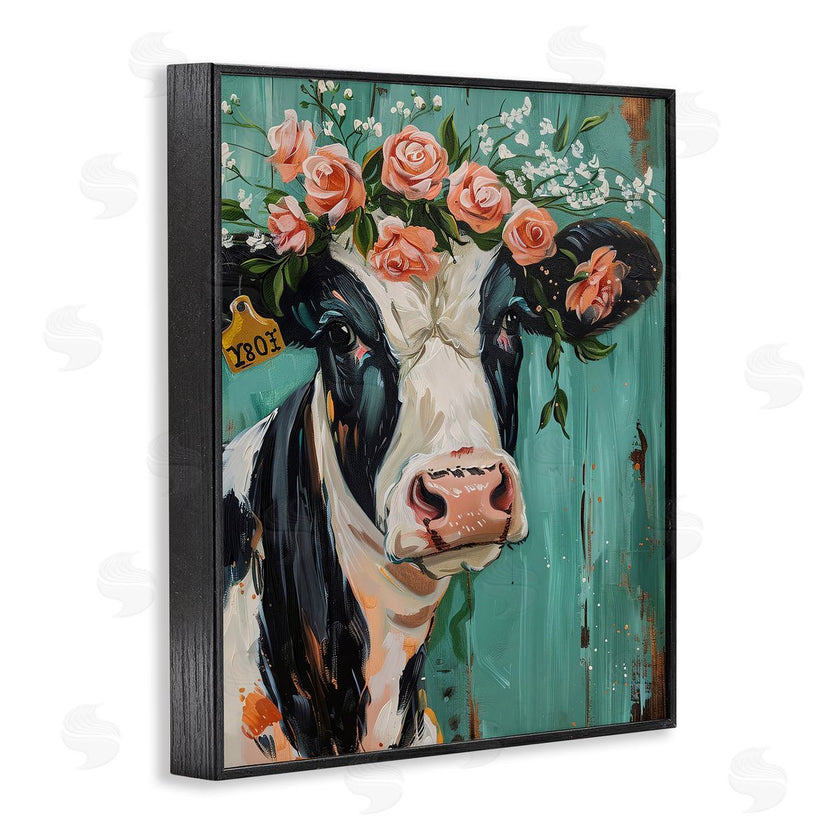 LSR Design Studio | Floral Cow on teal