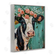 LSR Design Studio | Floral Cow on teal
