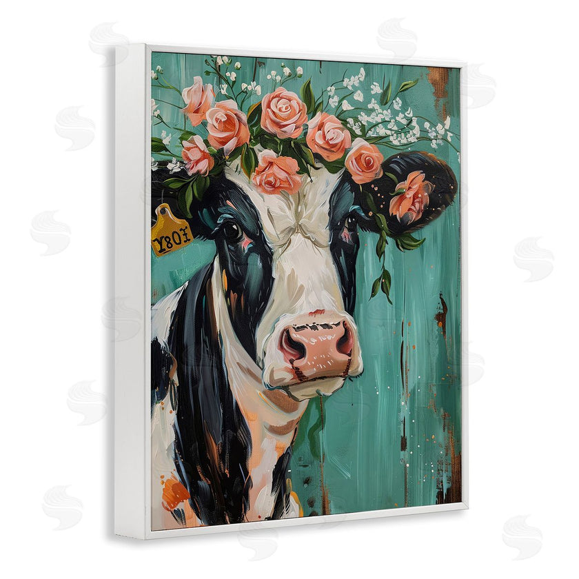 LSR Design Studio | Floral Cow on teal