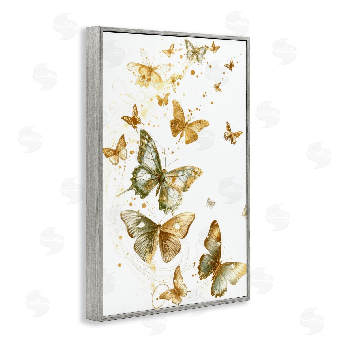 Butterfly Trail with Speckles Grey Frame Print Wall Art, Home Decor by LSR Design Studio