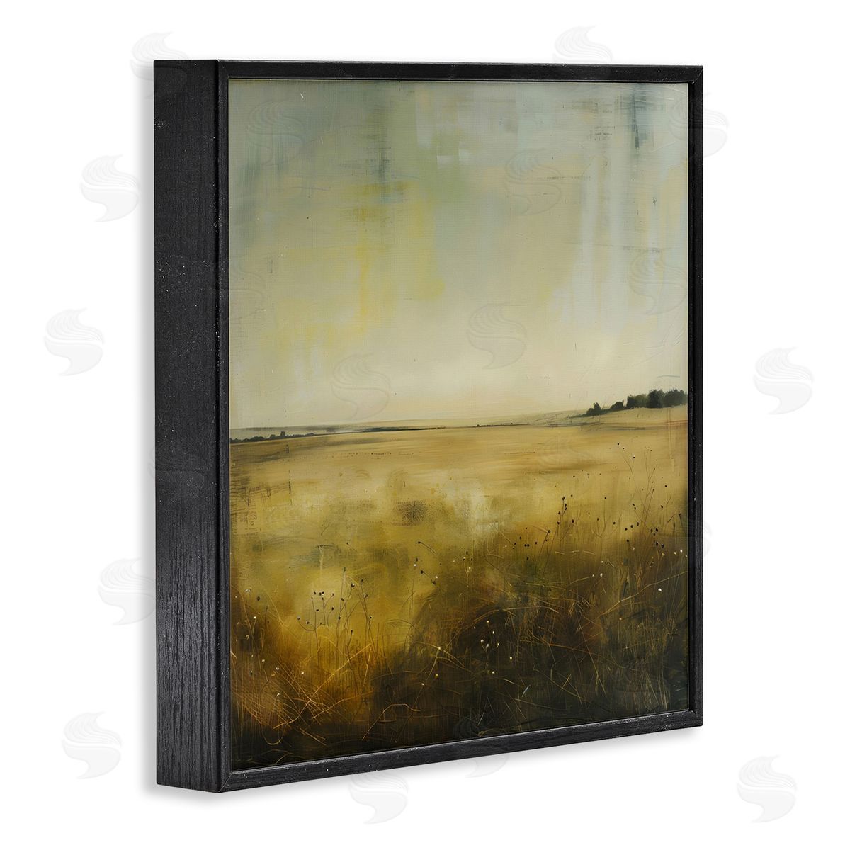 Farmhouse Field Abstraction Black Frame Print Wall Art, Home Decor by LSR Design Studio