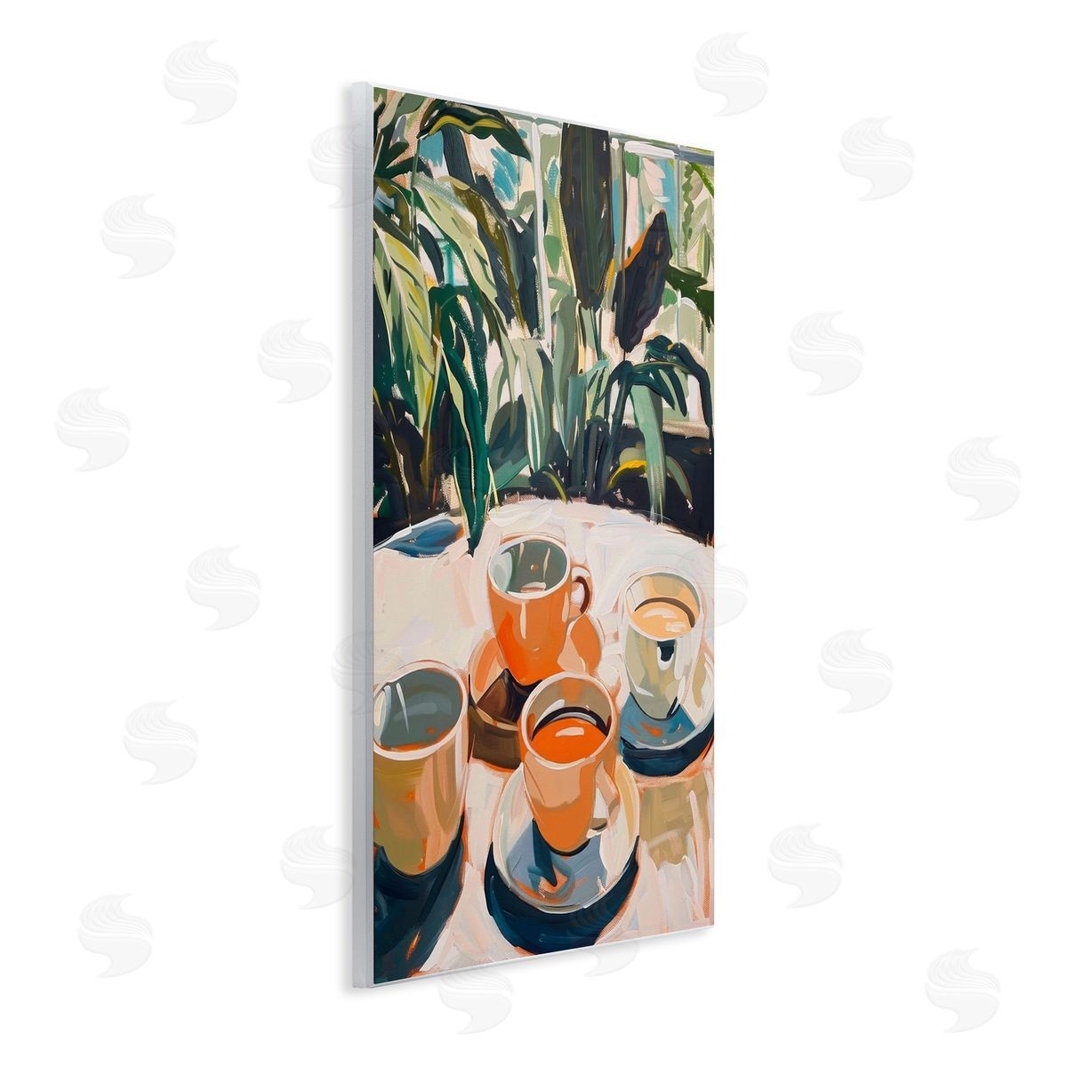 Coffee Time Among Plants Wood Plaque Wall Art, Home Decor by LSR Design Studio