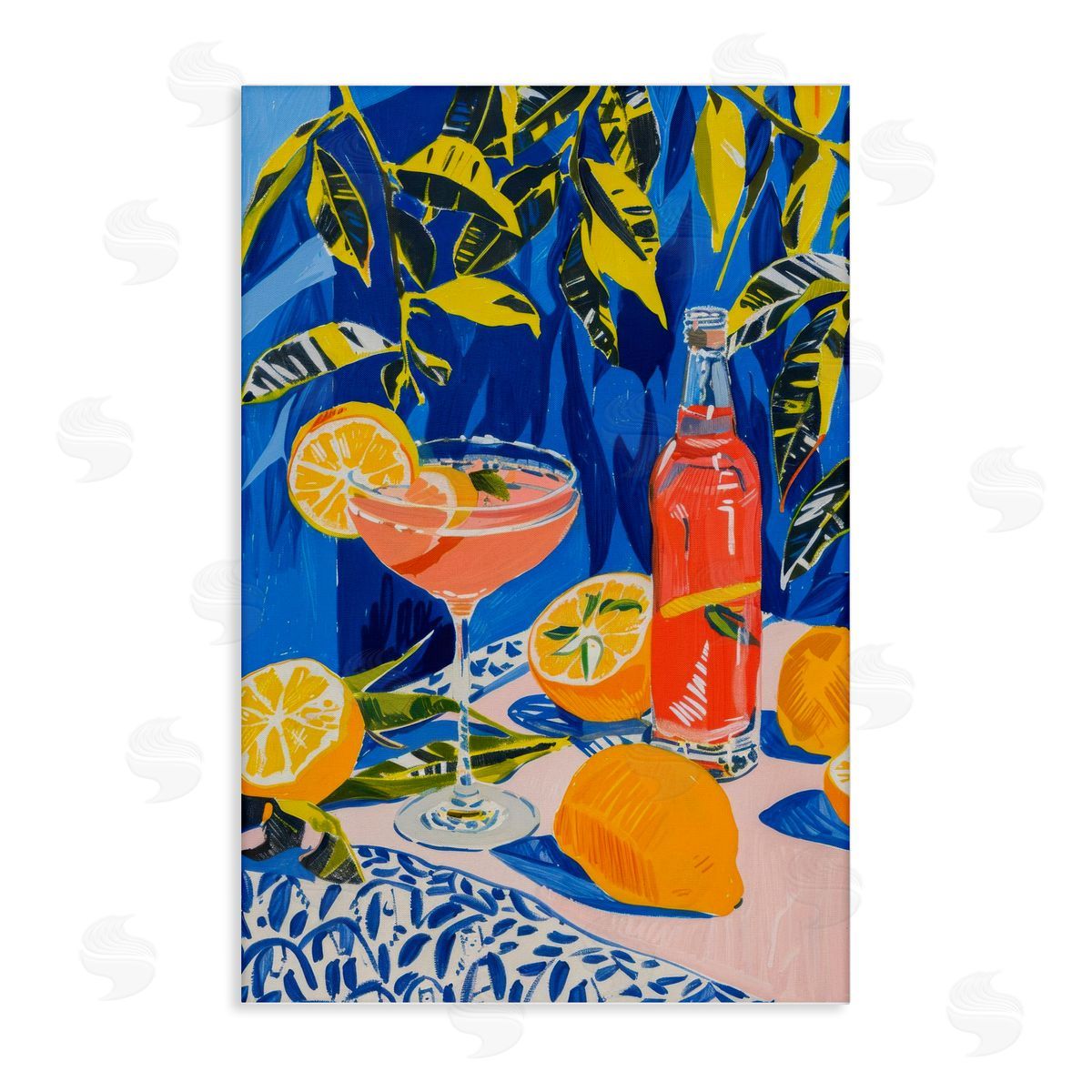 Citrus Cocktail Still Life Canvas Wall Art, Home Decor by LSR Design Studio