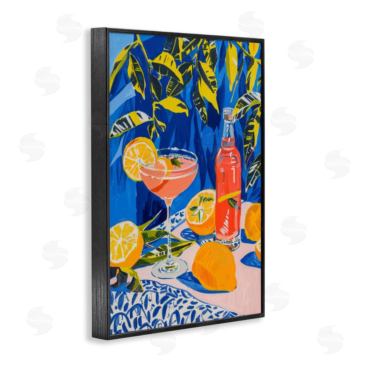 Citrus Cocktail Still Life Black Frame Print Wall Art, Home Decor by LSR Design Studio